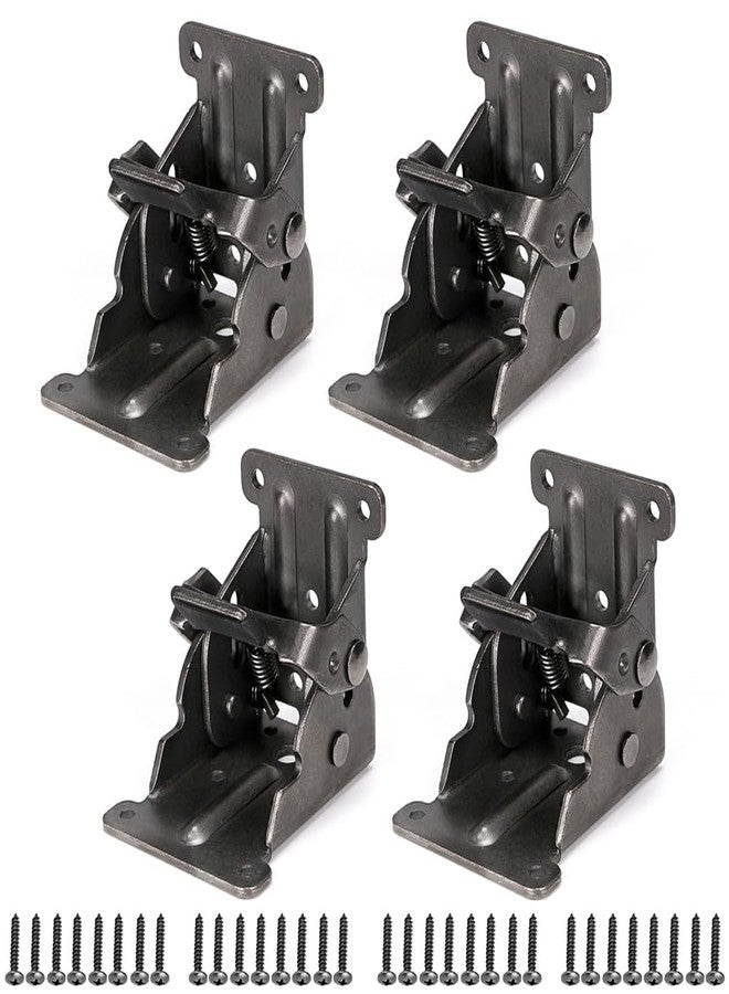 Skelang Foldable Bracket, Self-Lock Hinge Hardware with Screws Lock Extension Support for Table Leg, Bed Leg, Workbench, Pack of 4 - Image 3